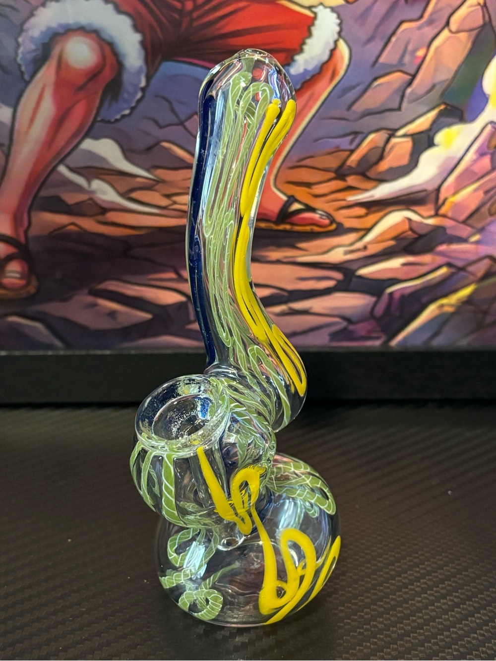 Handcrafted Glass Home Art Yellow & Green